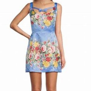 Floral Blue Sleeveless Dress
